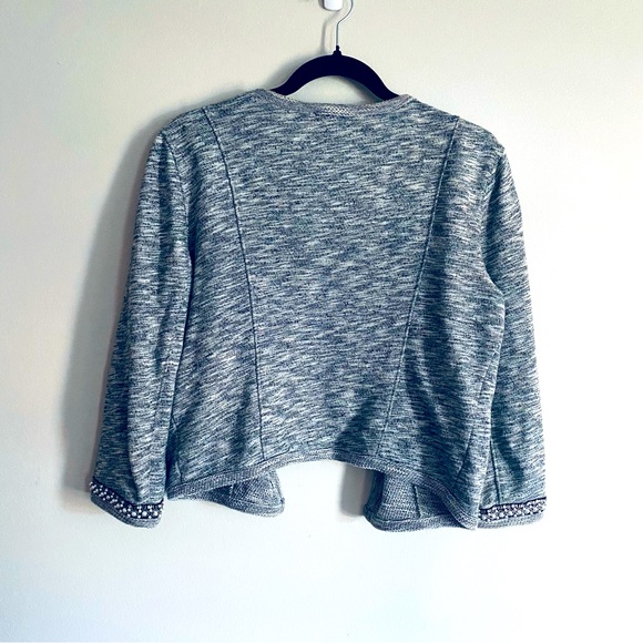 EXPRESS Women's Heather Gray Cropped Quarter Sleeve Cardigan Jacket Size S - Picture 5 of 8